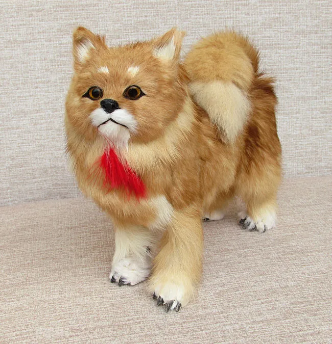 simulation dog model large 28x25cm Pomeranian toy decoration birthday gift a2151