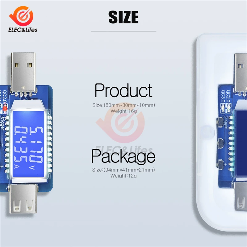 12 В 24 В QC2.0 QC3.0 Электрический скам мощность триггер ЖК-цифровой USB детектор тестер напряжение измеритель тока тестер Вольтметр Амперметр