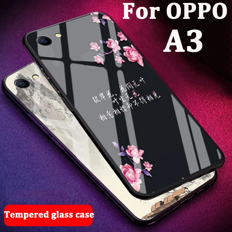 Милый мультфильм закаленное Стекло задняя coque для OPPO A 3 Защитные чехлы Чехол OPPOA3