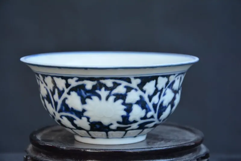 

Rare MingDynasty(Yongle) porcelain bowl,white and blue,Peony flower,Hand-painted crafts,Decoration,collection &Adornment