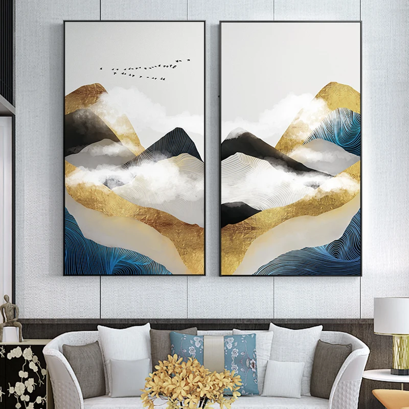 

Abstract Golden Chinese Canvas Paintings Wall Pictures Posters And Prints For Living Room Home Decoration Accessories Modern HD