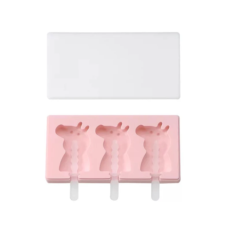 Pig Pink Силиконовая форма для мороженого с крышкой, форма для животных, форма для желе, форма для льда, форма для леденца, форма для льда, лоток для конфет, украшение - Цвет: Pig Pink