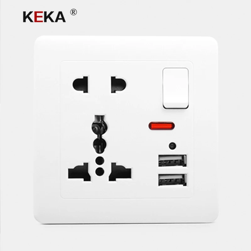 Универсальная Розетка KEKA настенная розетка с двумя USB портами 5 В 2 1