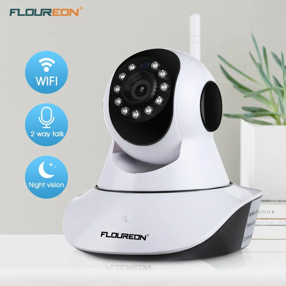 Floureon 720P Беспроводная ip-камера 1.0MP WLAN H.264 безопасности CCTV панорамирование/Плитка ночного видения WiFi камера детский монитор 2 способа аудио cam