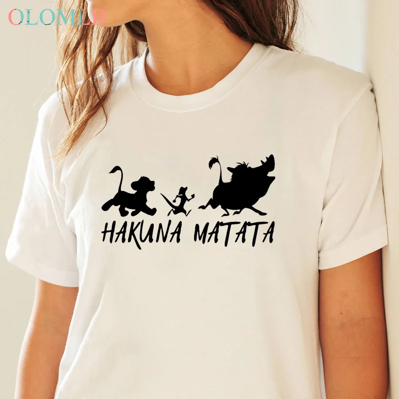 Hakuna Matata letra impresa camiseta 2019 летняя модная футболка женская с коротким рукавом Плюс