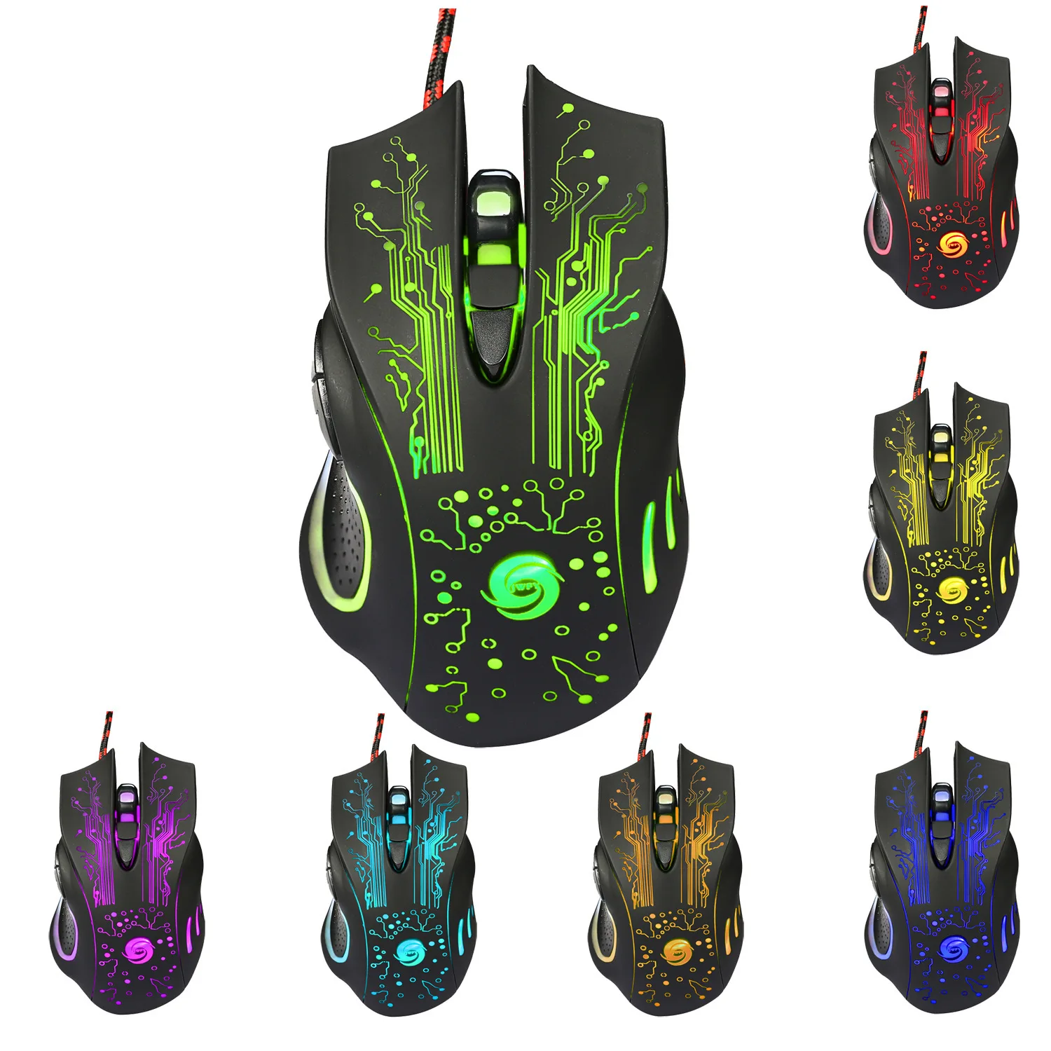 Игровой Мышь Регулируемая 1200/1600/2400/3200/5500 Точек на дюйм USB Проводная оптико-электронный мыши 6 кнопок красочные свечение для портативных ПК в офисе