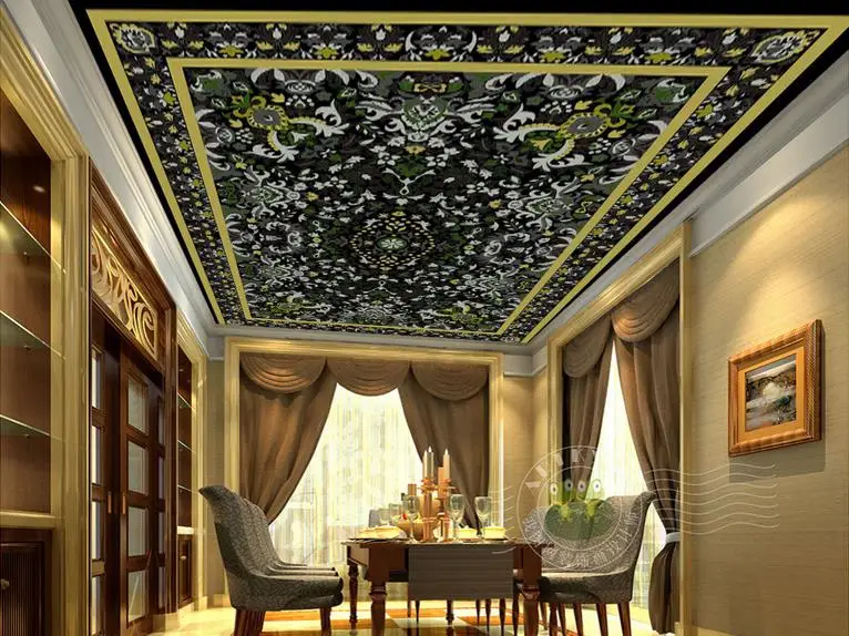 Пользовательские 3d обои с узором в виде листьев на потолок для гостиной