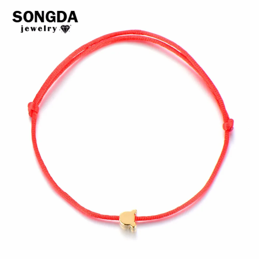 

SONGDA Sweet Lucky Bear Charm Bracelet Baby Girls Children Handmade Adjustable Red String Bracelet Mini Gold Color Bead Jewelry