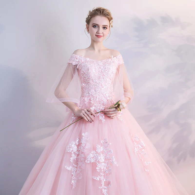 JaneVini очаровательные расшитые блестками розовые платья Quinceanera V шеи аппликационные Жемчужины для кружева с открытой спиной Большие размеры бальное платье халат 16 Ans