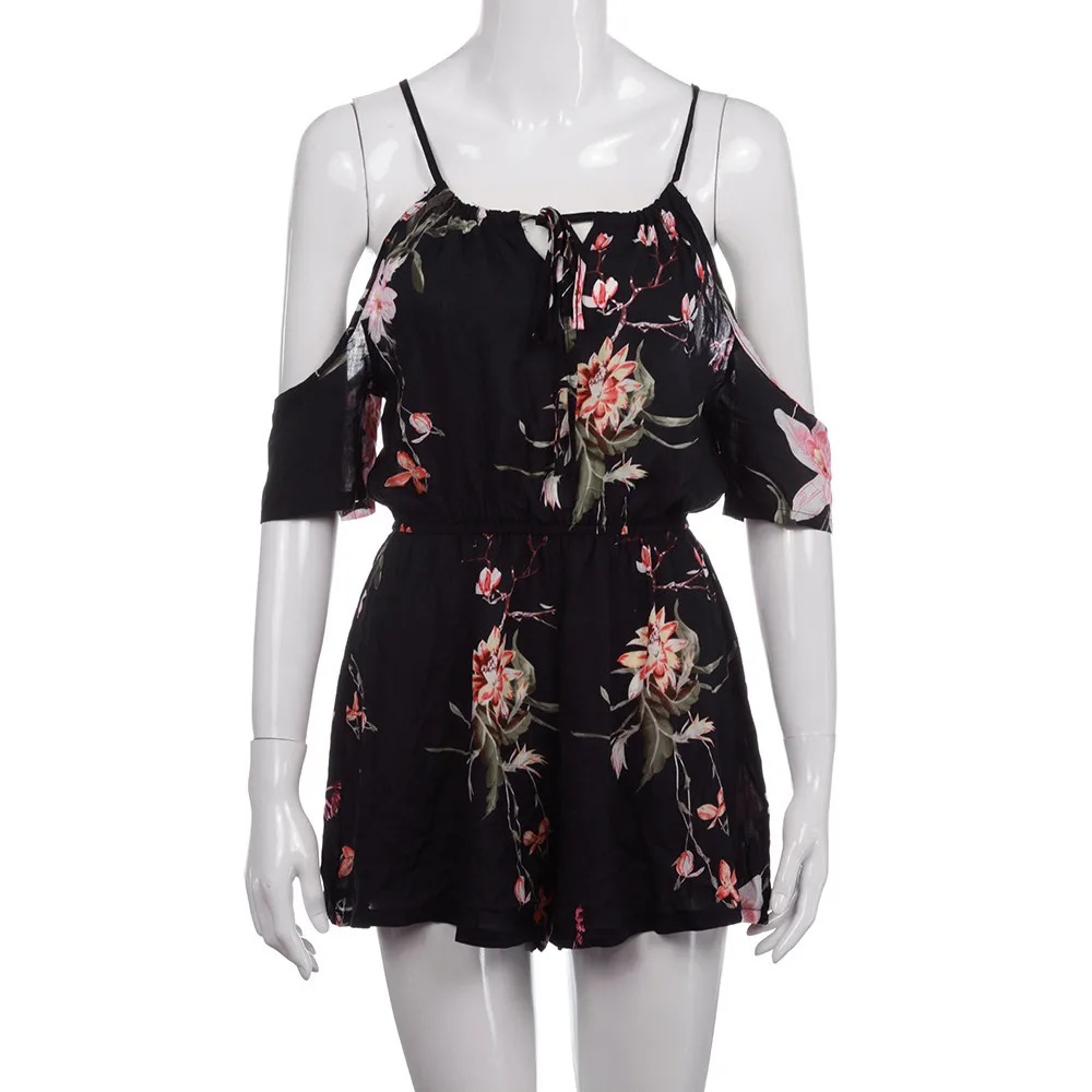 

Women Casual Summer Playsuit Ladies Jumpsuit Romper Summer Short Sleeve Floral Playsuit z