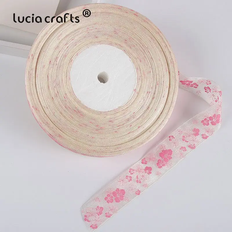 Color 11 5y 5 ярдов/8 ярдов 25 мм Печатные Цветы органза ленты Ткань DIY волосы банты подарочная упаковка Свадебная вечеринка украшения Рождество R0801 - Цвет: Color 11 5y