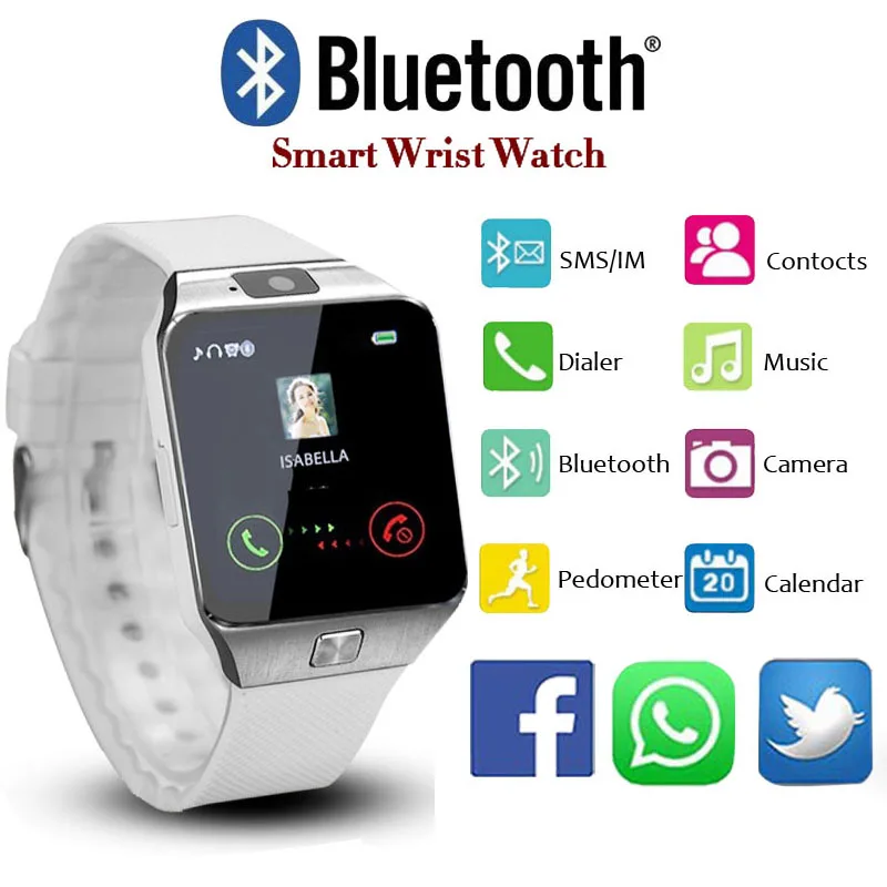 Мужские умные часы DZ09 с Bluetooth спортивные Смарт для IOS Android SIM карта камера фитнес
