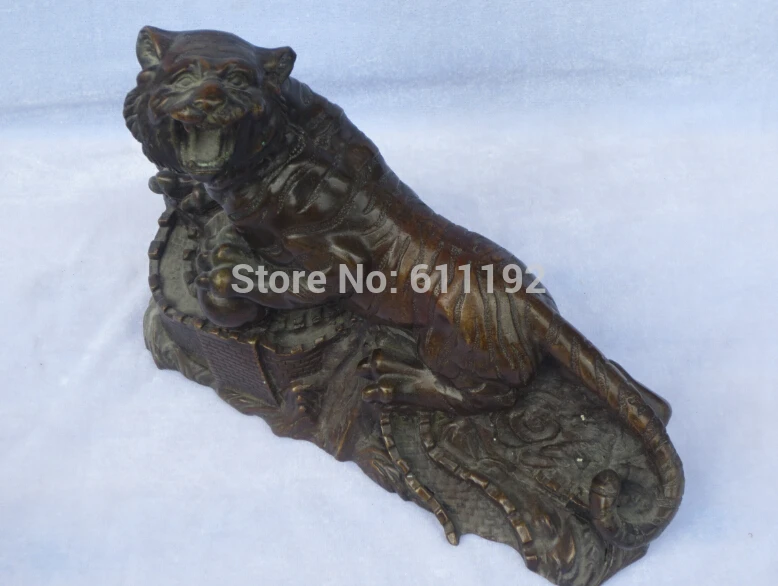ZSR 9.8 Inch Folk art hand-carved big Tiger sculpture Antique FengShui animal statue Home decoration Metal crafts | Дом и сад