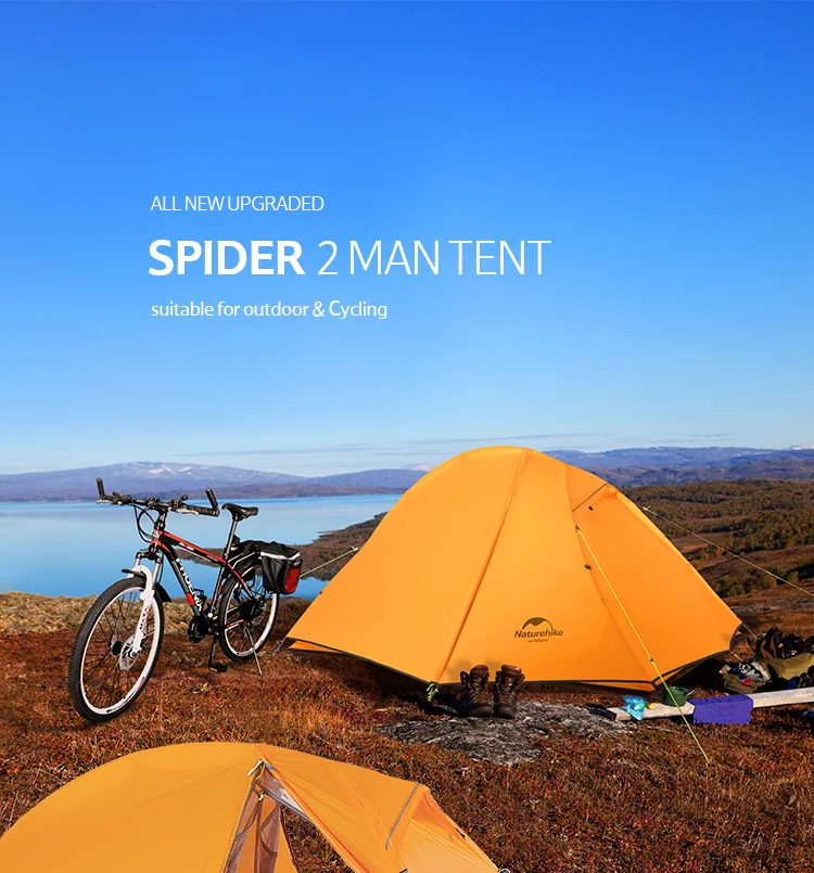 NatureHike SPIDER 2 Мужской палаточный Кемпинг Открытый Велоспорт Пешие прогулки Путешествия альпинизмом 1-2 человека Сверхлегкие Водонепроницаемые палатки 2кг