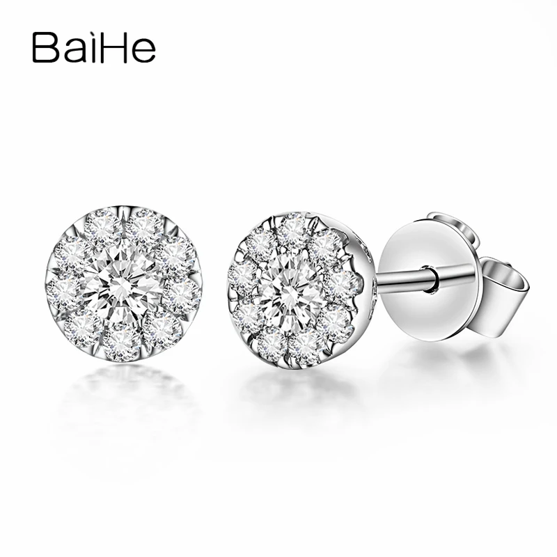 BAIHE Solid из белого золота 18 карат 0.16CT H/SI Круглый Природные Алмазы Свадебные модные