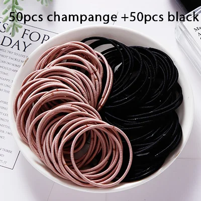 100pcs mix 1 50/100 шт. высокое качество для девочек 4,5 см нейлон резинки для волос хвостик заколки для волос аксессуары для волос резинка для волос, повязка для волос резинки - Цвет: 100pcs mix 1