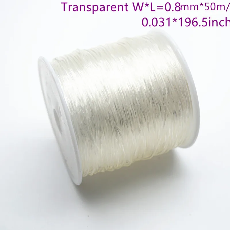 Transparent 0.8x50m 50 м/катушка 1,2 мм 1,5 мм эластичный Кристалл Шнур бисер нить стрейч шнур для колье ручной работы браслет аксессуары HK027 - Цвет: Transparent 0.8x50m