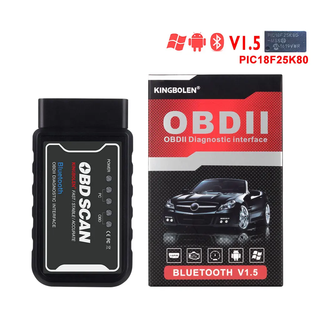 ELM327 Wifi Bluetooth V1.5 PIC18F25K80 чип OBD2 считыватель кодов ELM 327 V1.5 OBDII диагностический инструмент для Android/IOS/PC автоматический сканер