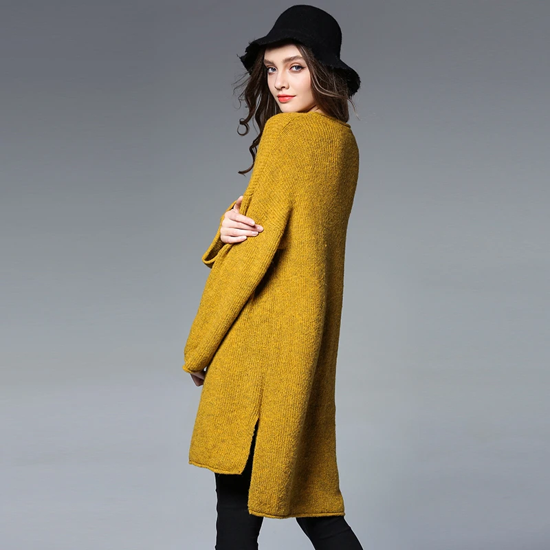 Fashion New winter loose pullover Knitted sweater women's crew neck Show thin thick long tops plus-size lace-up | Женская одежда