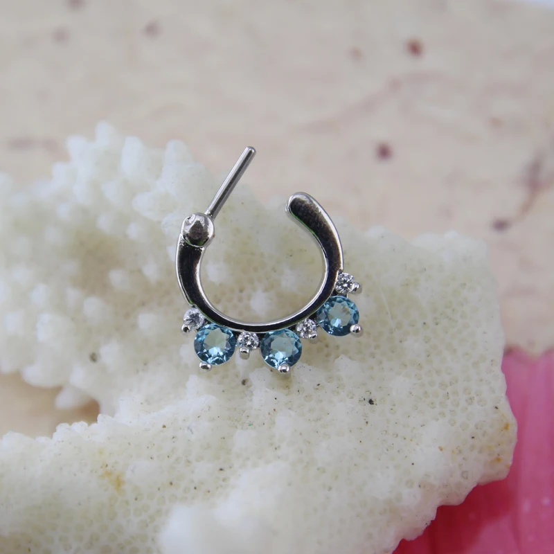 Нержавеющая стальные перегородки кликер голубой циркон кристалл 16 г перегородка