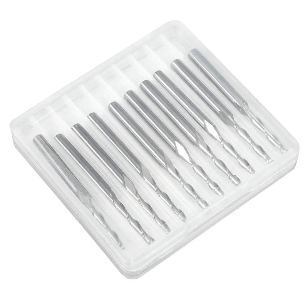 

10Pcs/Set 1/8 inch 2mm Carbide End Mill Cutter Carbide Burrs Tool Milling Cutters Kit