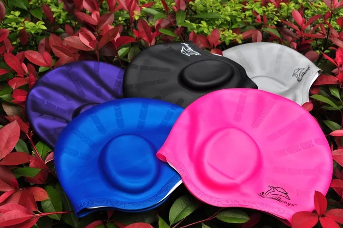 ear protect swimming cap silicone hats water-proof elastic free size Adult Swimming Caps good quality 5 colors choose |