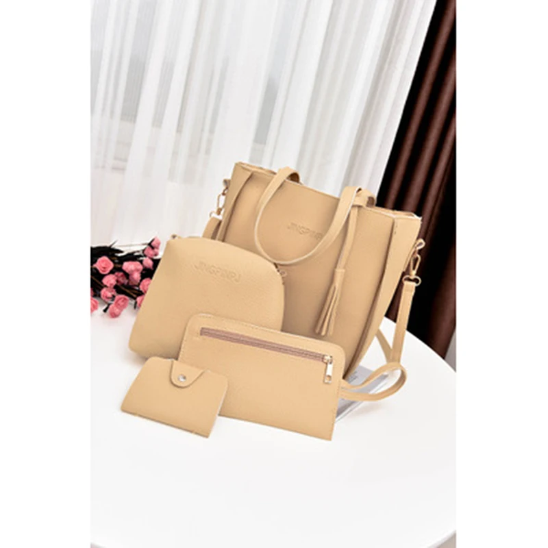 Women Top-Handle Bags Female Composite Messenger Handbag Set PU Leather Wallets Key Bag | Багаж и сумки
