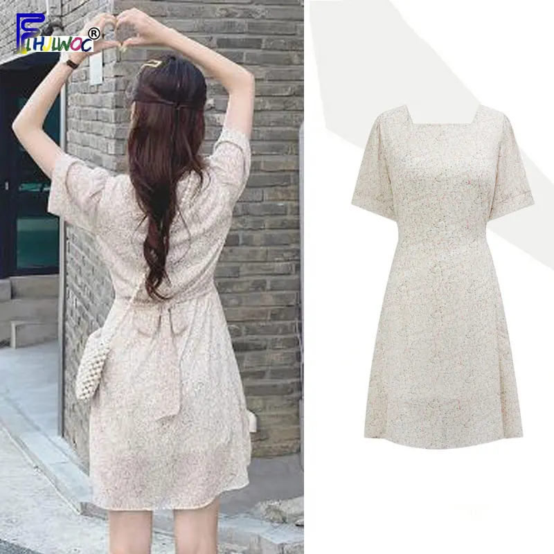 Летние мини платья Лидер продаж женское повседневное милое цельнокроеное платье