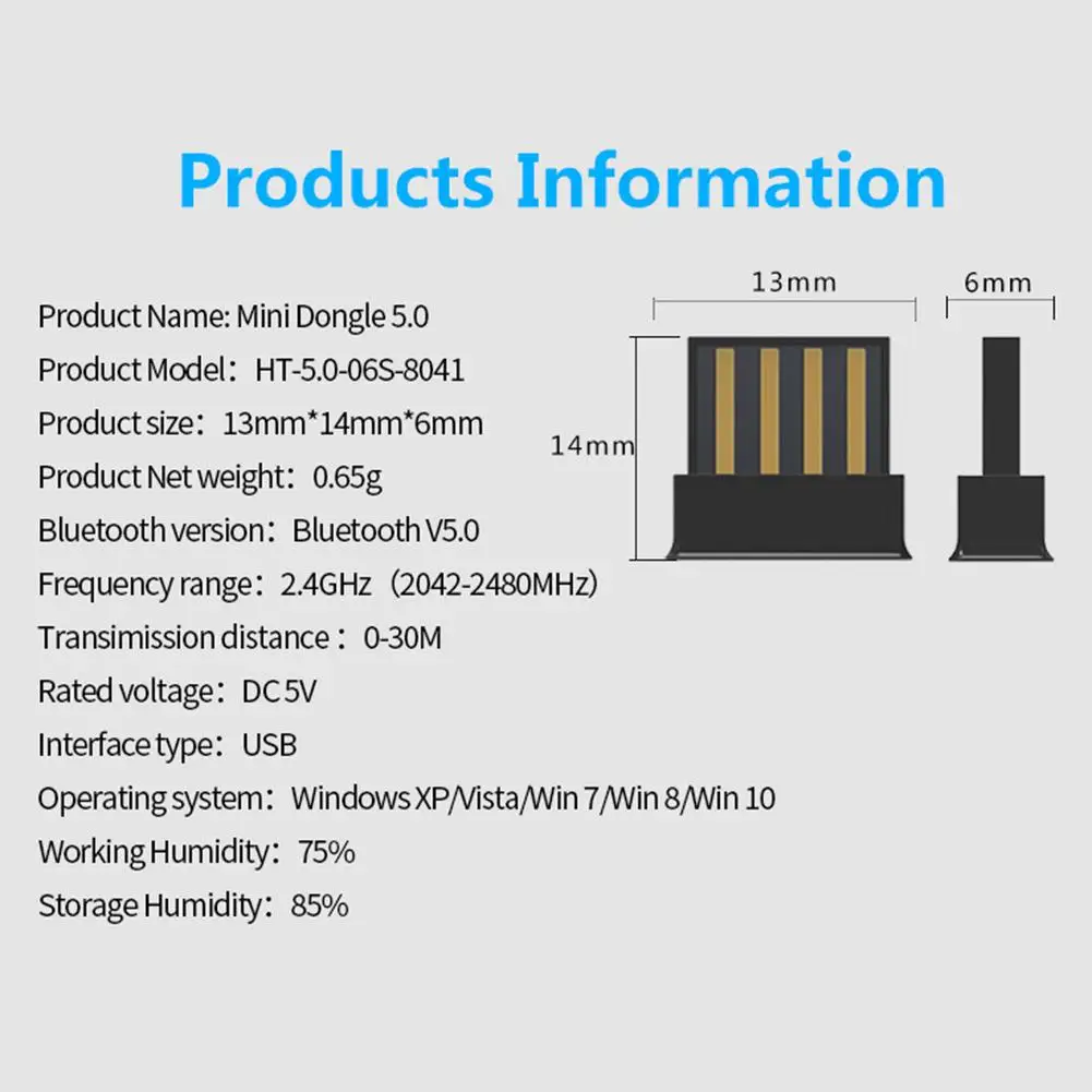 USB беспроводной адаптер Bluetooth 5 0 компьютерный аудио пусковой ключ для ПК ноутбук