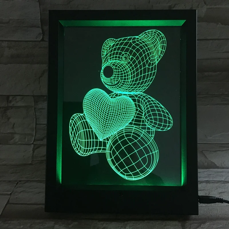 Креативный цветной светодиодный ночник с USB-разъемом в виде любовного медведя