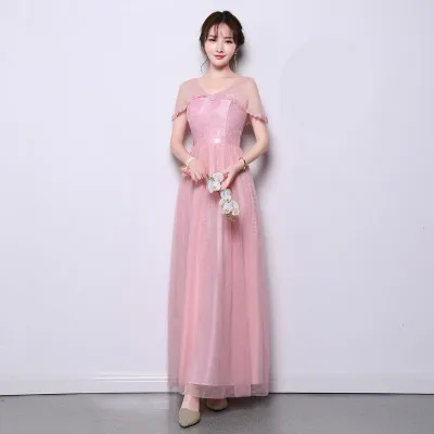 Sweet Memory New Long Bridesmaid Dress Champagne Bridesmaid Dresses SA1939 - Цвет: Shuangjan Pink