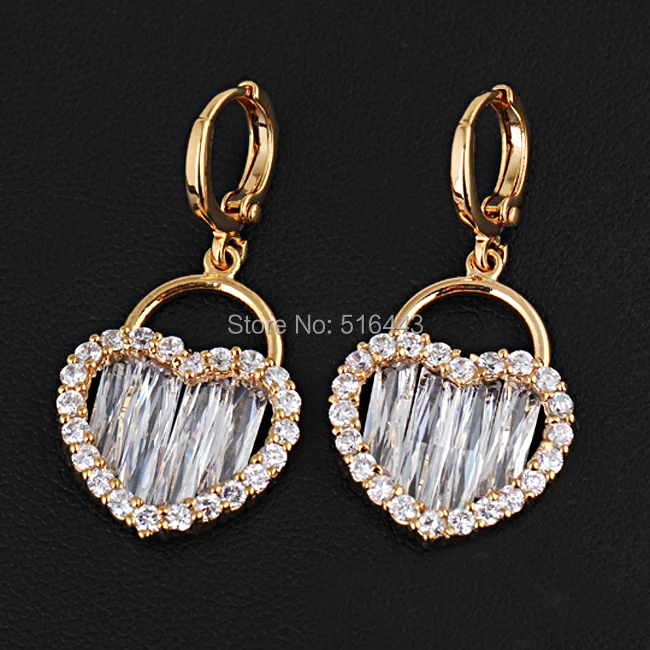 Женские серьги-подвески из 18-каратного золота с фианитом | Украшения и аксессуары