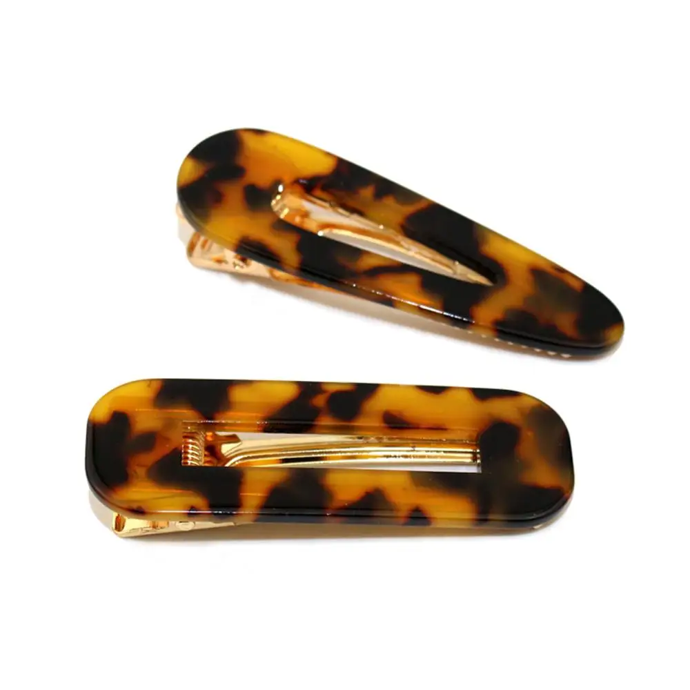 2 PCS Brown Винтажные полые геометрические заколки для волос для женщин капли воды Акриловые Блестящие оловянные фольга шпильки с блестками аксессуары para el cabello - Цвет: 2 PCS Brown