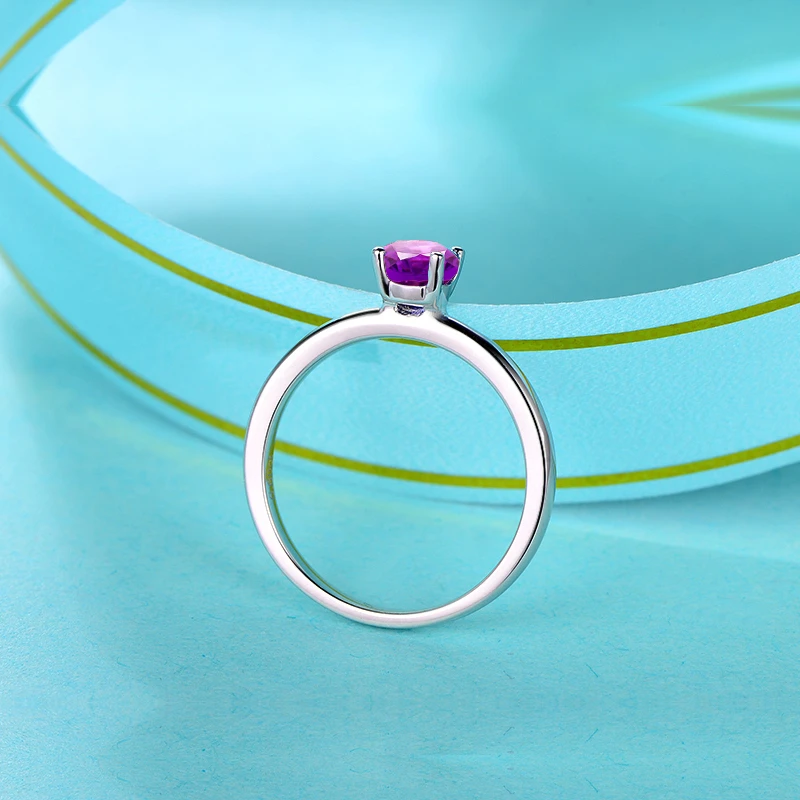AINUOSHI кольцо с натуральным аметистом 0.8ct круглой огранки драгоценный камень для помолвки вечерние ювелирные изделия для женщин желтое золото цвет кольцо из стерлингового серебра