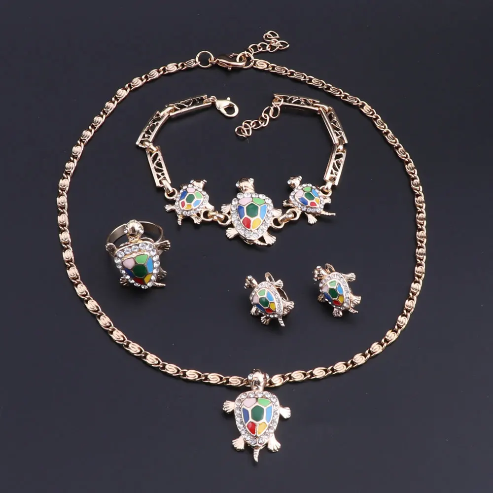 Винтажный набор ювелирных изделий в форме животных милая черепаха кулон