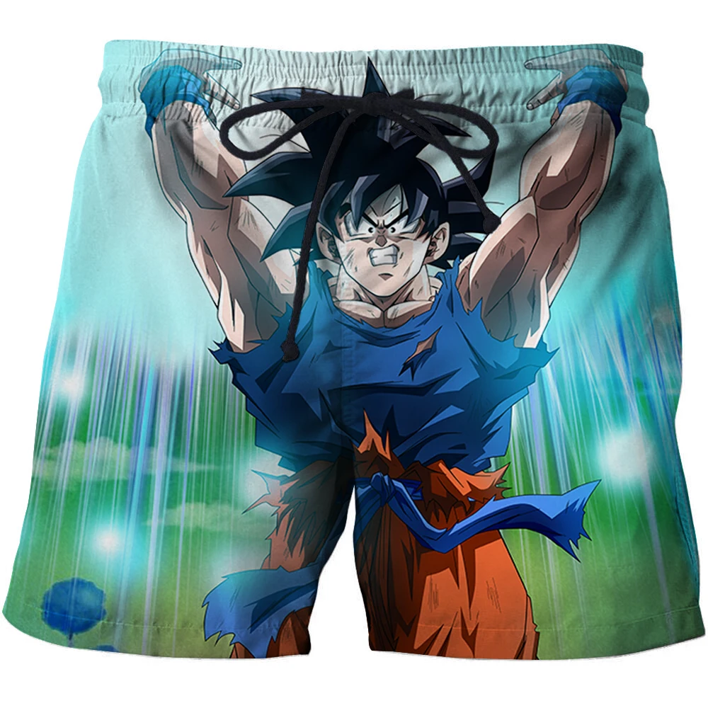 Мужские пляжные шорты с 3D принтом японского аниме Dragon Super Saiyan Goku повседневные для