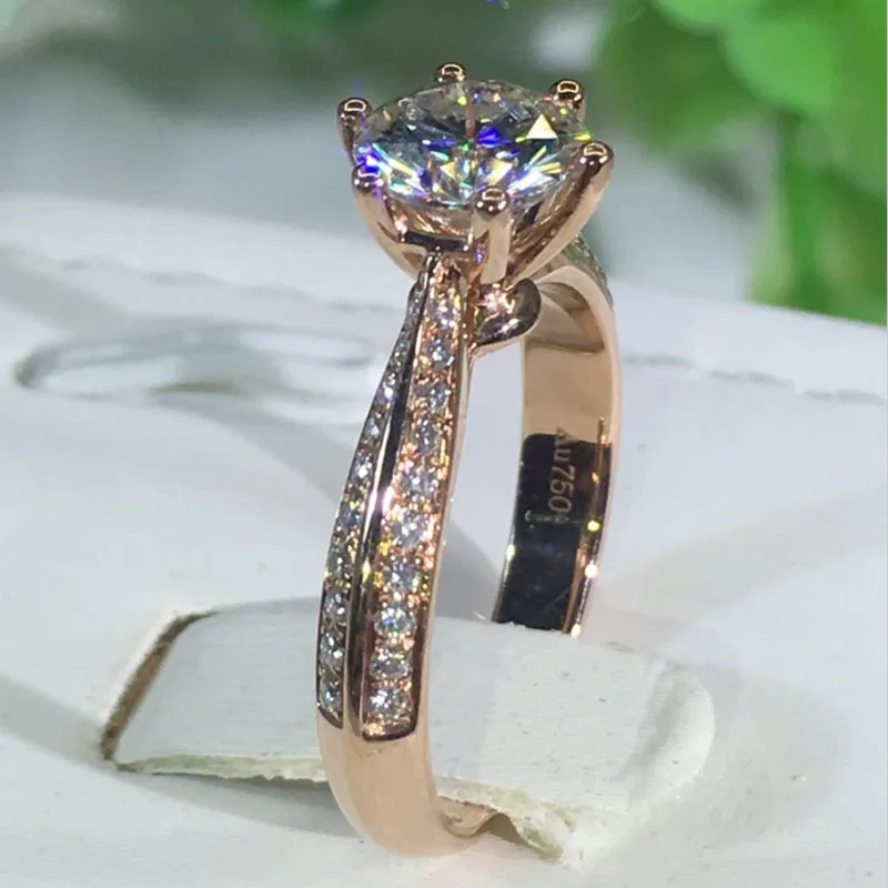 100% 18K 750Au золото Moissanite АЛМАЗНОЕ КОЛЬЦО D Цвет VVS с национальным сертификатом MO