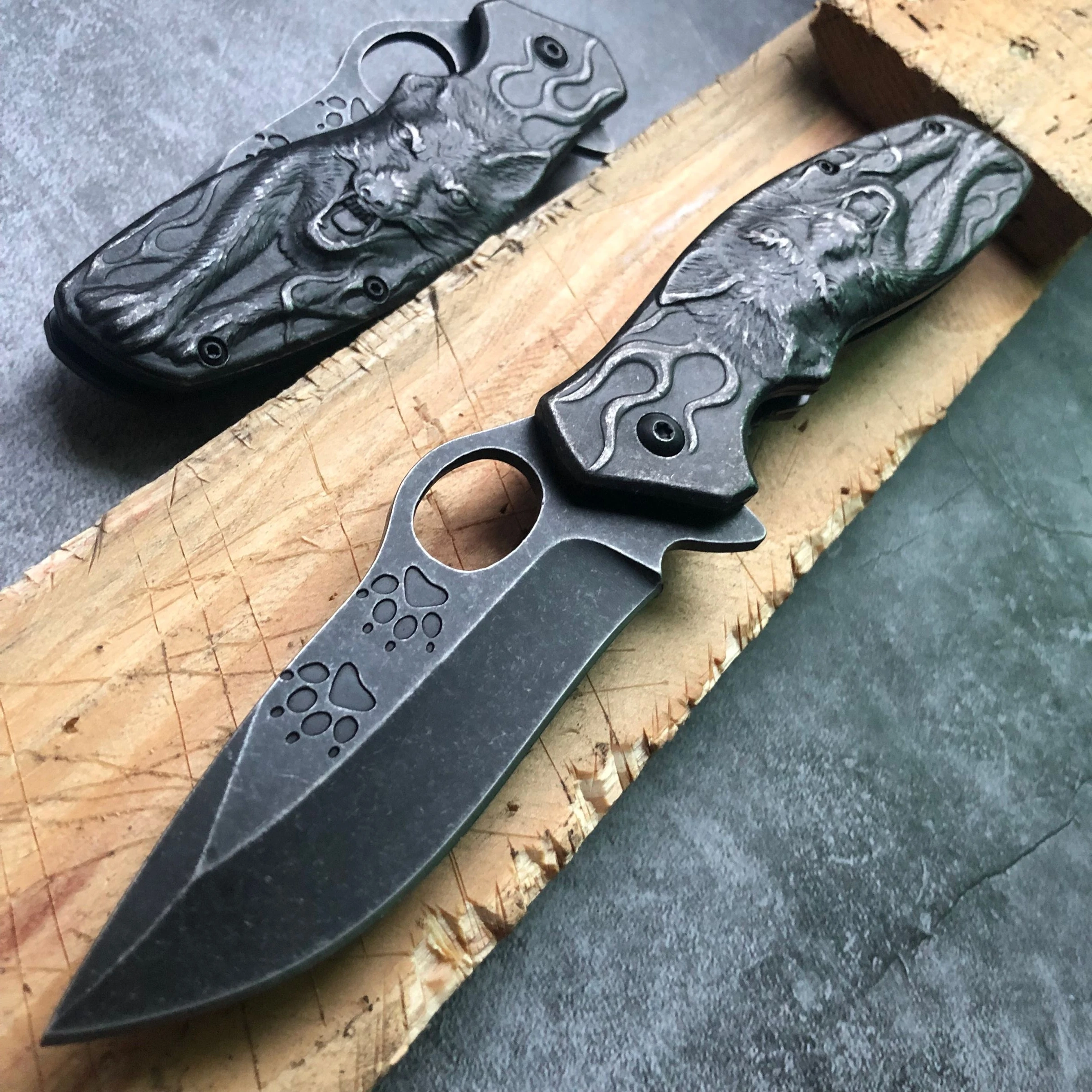 3D Волк король резной Stonewash тактический нож Высокое качество выживания кемпинг охотничьи ножи Открытый карманный складной нож с лезвием подарок