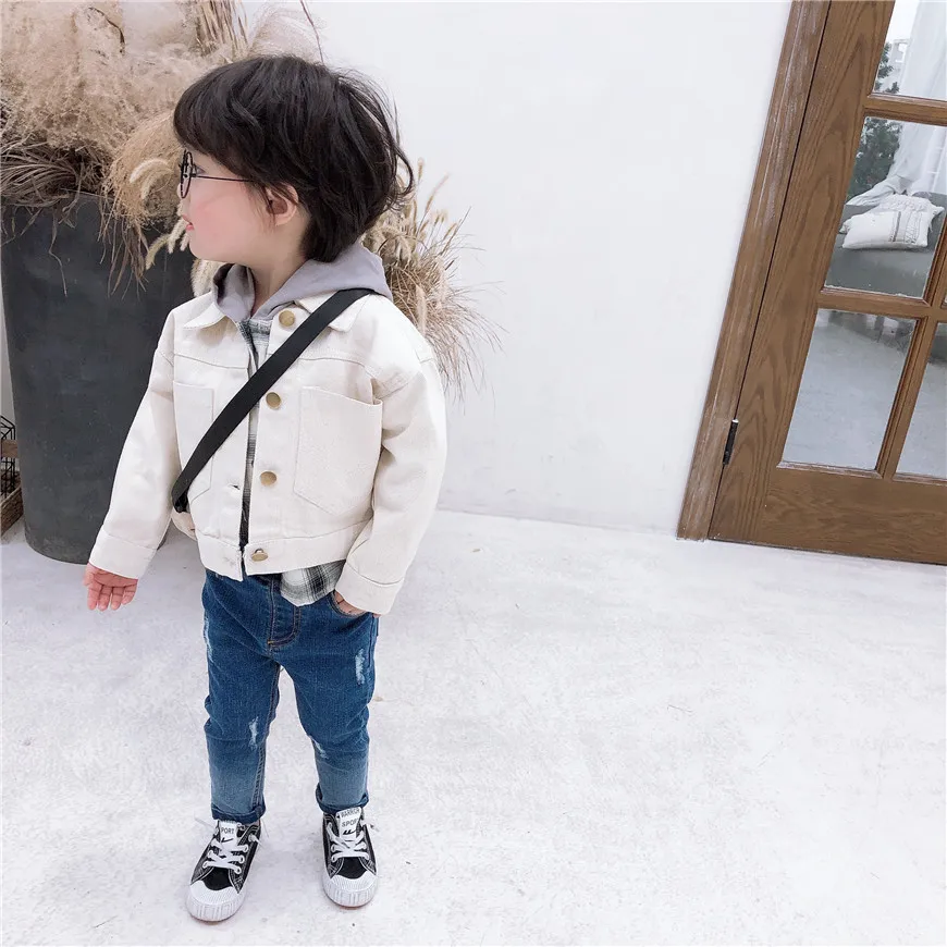 Джинсовая куртка для мальчиков и девочек 2 цвета | Детская одежда обувь