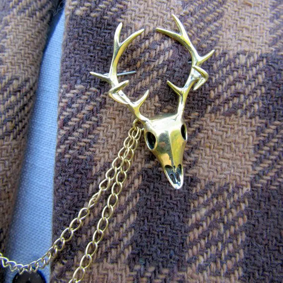 Viking Pagan Wiccan Stag брошь череп олень череп булавка аксессуары для волос олень воротник брошь деревенский шик аксессуары Костюм