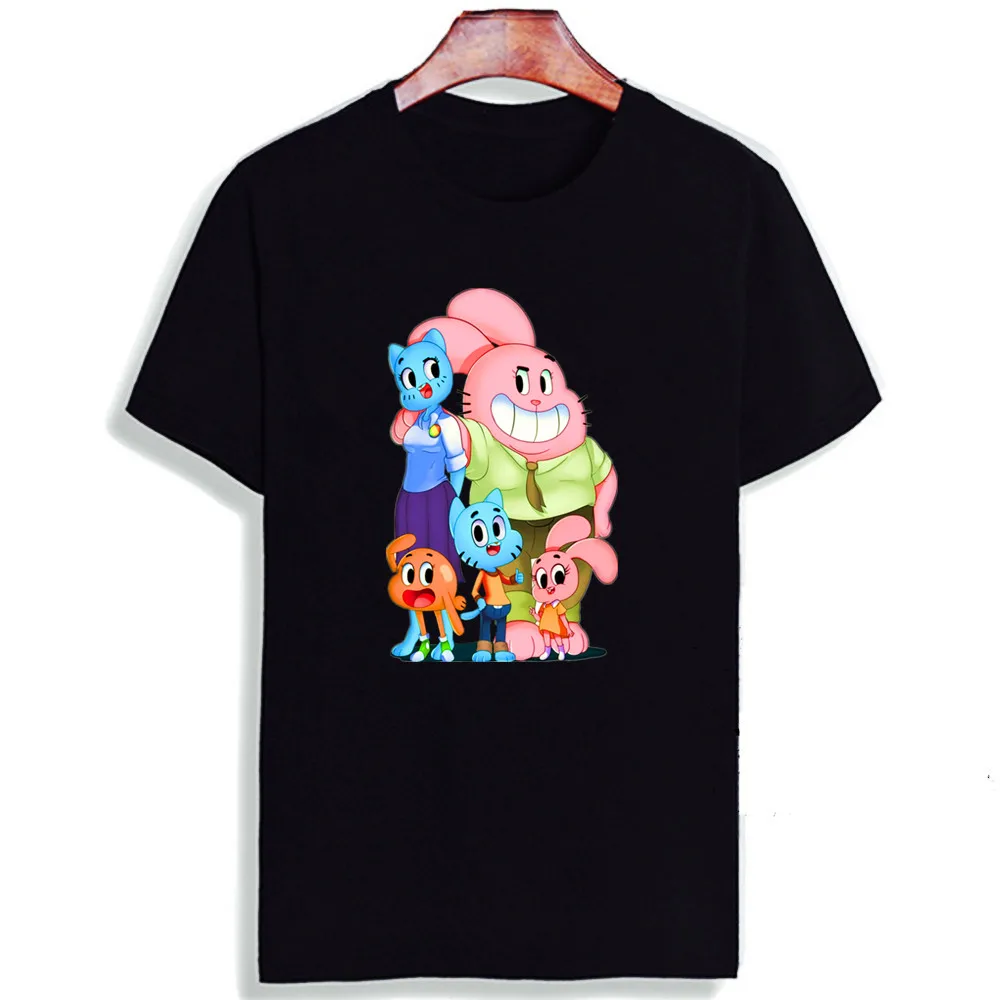 Мода Kawaii TShirt Gumball удивительный мир мультфильм печатных хлопок футболки Повседневная футболка с круглым вырезом унисекс
