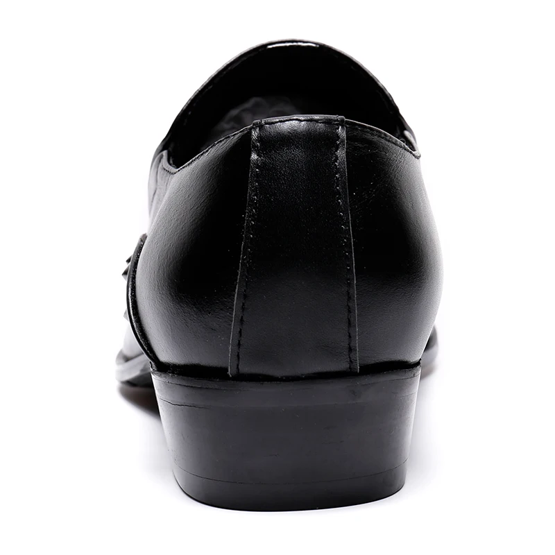 

Christia Bella New Fashion Office Genuine Leather Men Shoes Big Size Rivets Solid Oxfords Shoes Pointed Toe Slip On Formal Shoes