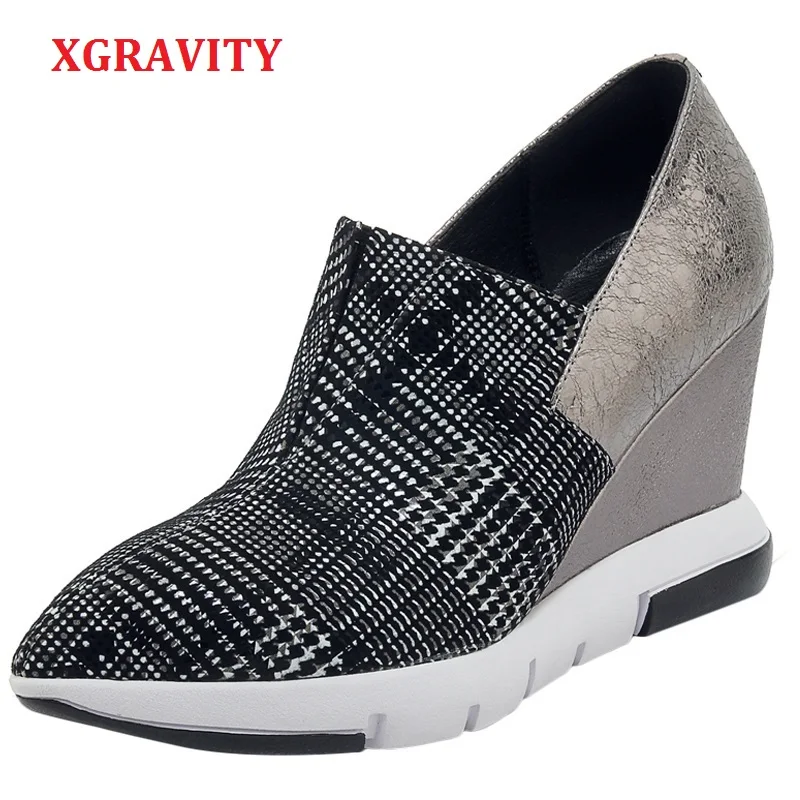 XGRAVITY Новинка весенние сексуальные женские туфли из натуральной кожи на высоком