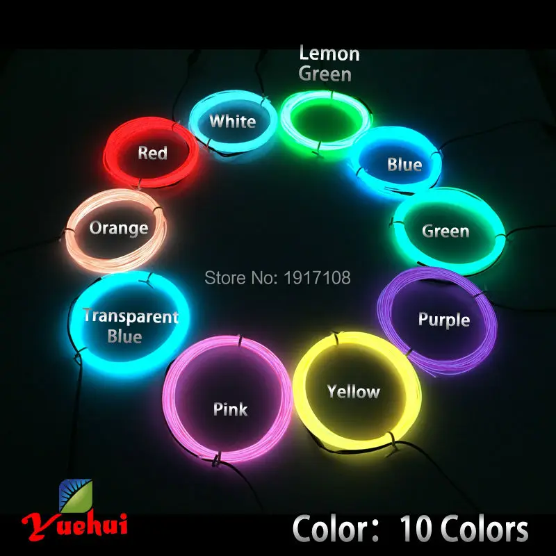 10 штук 1 метр многоцветный 1.3 мм электролюминесцентный гибкий провод EL-неонового свечения для игрушек/ремесел Свадебного украшения.