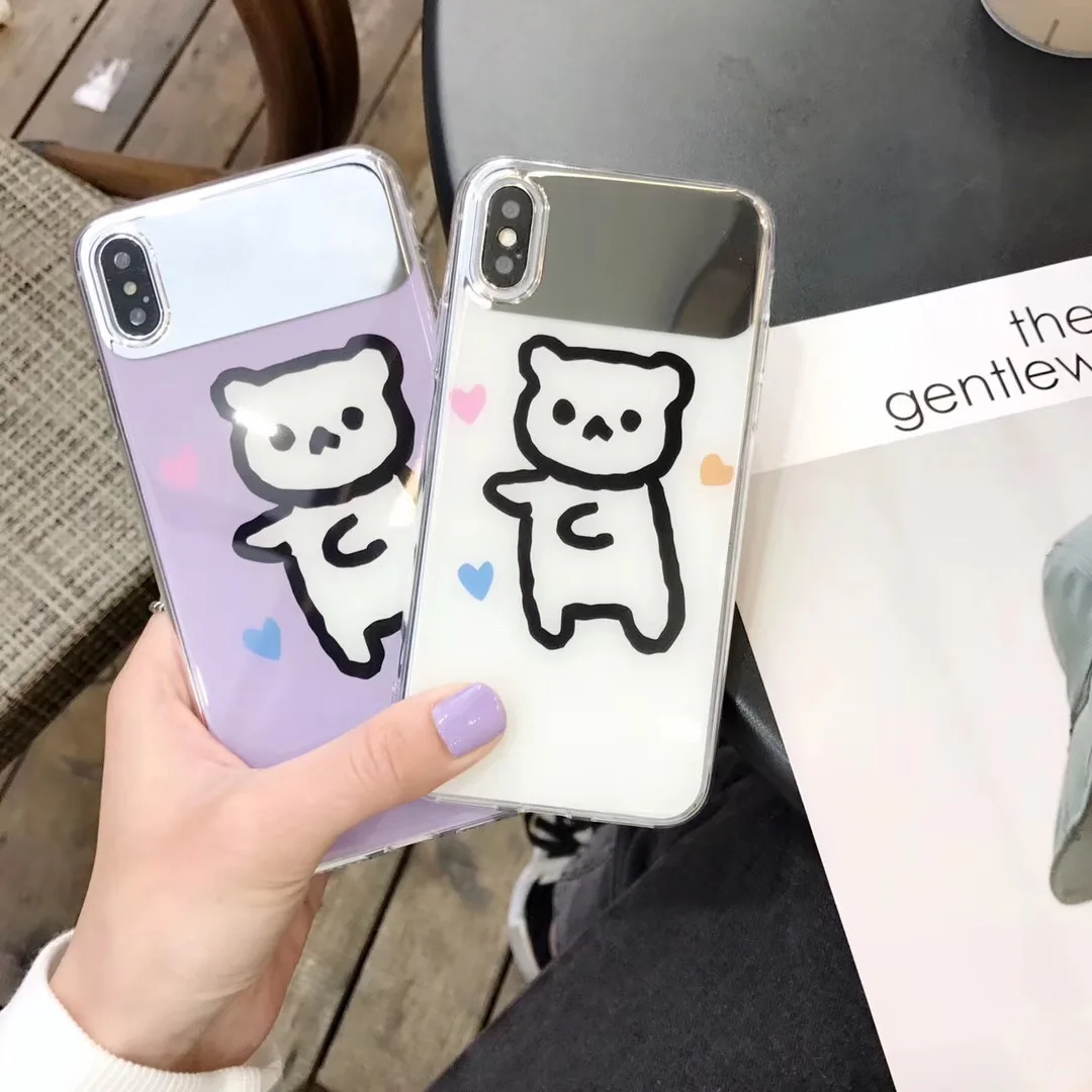 Чехол для iphone xr чехол айфона 7 белый стеклянный мультяшный Жесткий Apple phone Love Bear