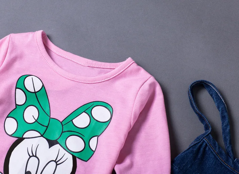 Комплекты одежды для девочек 2017 зимняя одежда комплект футболка + Комбинезоны 2