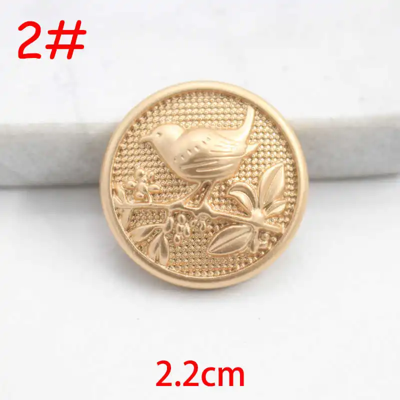 No2-2 2.2cm 10 шт. Золотая и Серебряная Сова диаметр 18-38 мм золотистые металлические пуговицы, аксессуары для одежды, рубашки, брендовые пуговицы для пальто P57 - Цвет: No2-2 2.2cm