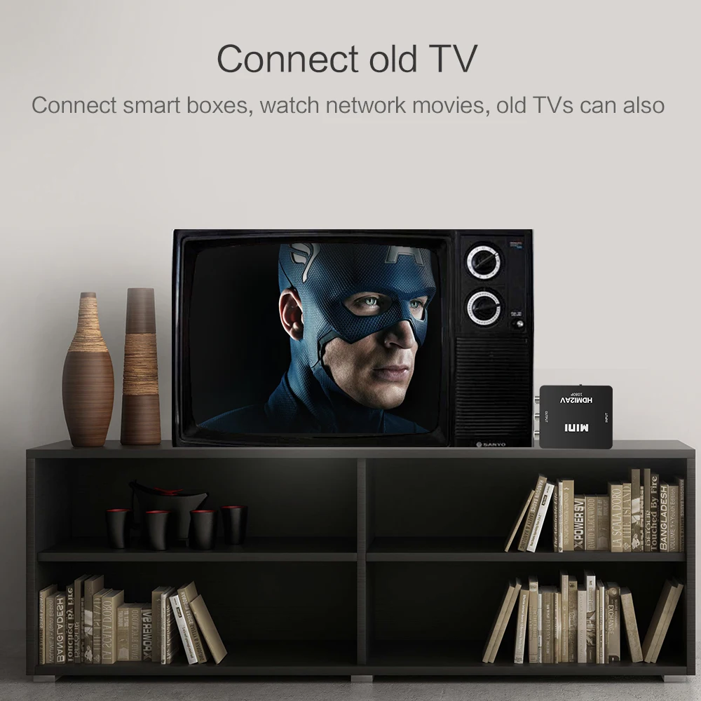 Высокое разрешение HDMI2AV конвертер коробка для ТВ ПК PS3 Видеомагнитофон DVD мини 1080P