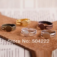 400pcs mix color silverrhodiumgoldbronze adjustable blank ring base with 8mm flat glue pad for adult kids 17mm inner dia