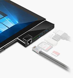 Rocketek usb 3,0 кард-ридер концентратор 4K HDMI 1000 Мбит/с гигабитный Ethernet адаптер SD/TF micro SD 3,5 мм аудио для microsoft Surface GO